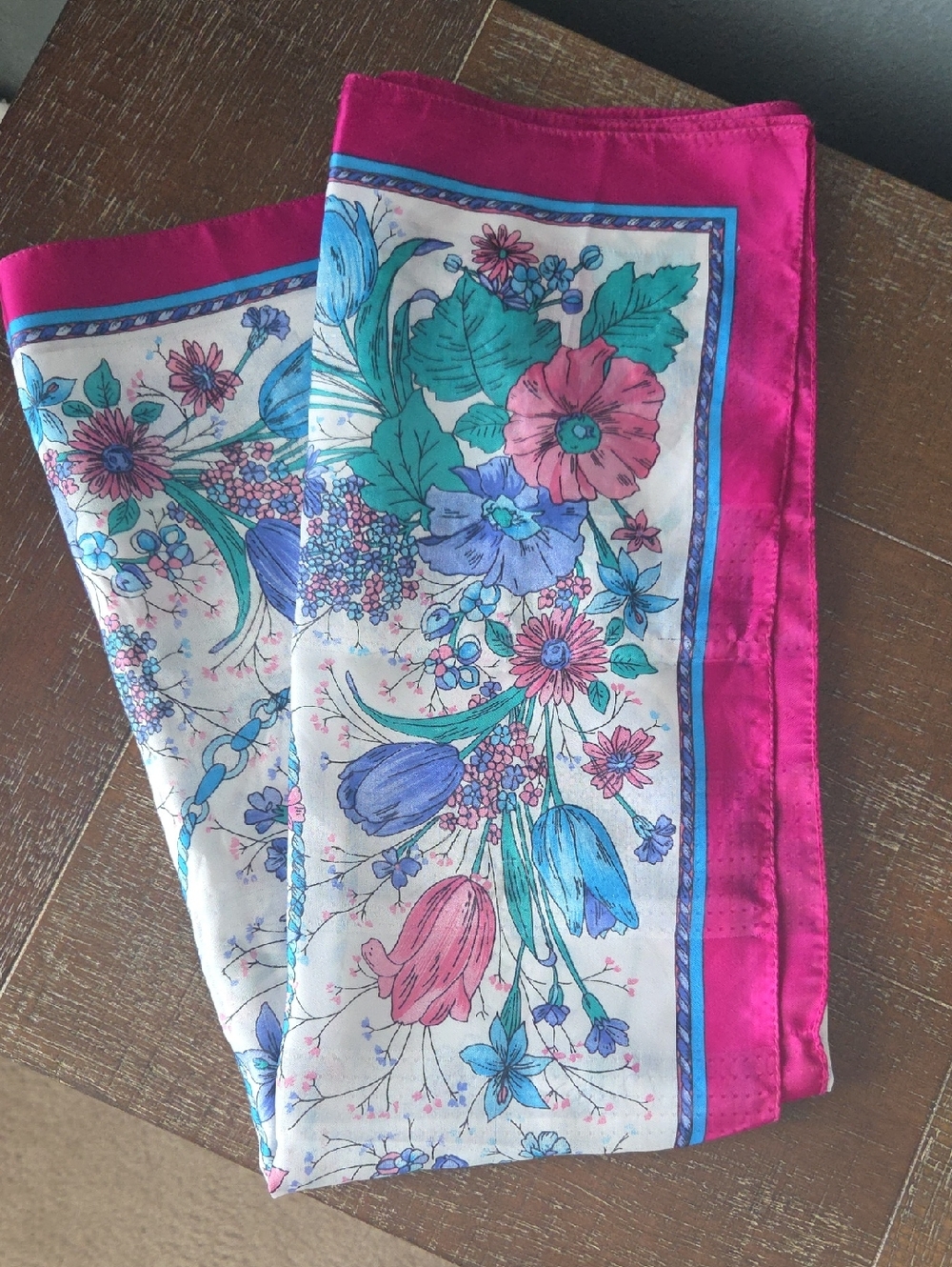 Vintage Italian Scarf, Scheer Polyester With Floral Pattern, Like New